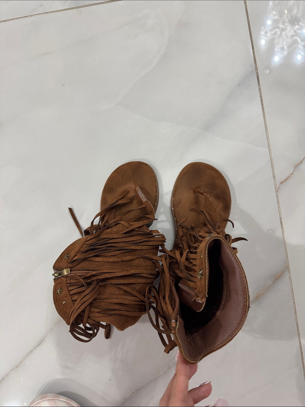 Brown Fringe Boots - Stylish Suede Look